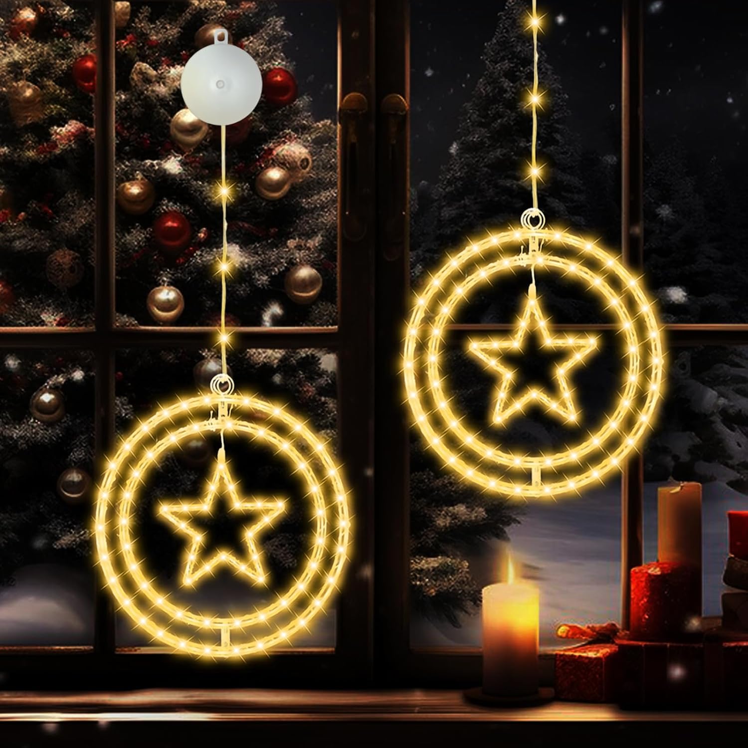 LED Double Round Christmas Decoration Window